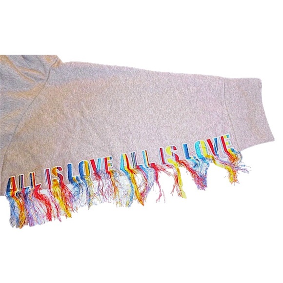 🌺SOLD ON BAY🌺 $633 Stella McCartney Sweatshirt Hoodie 14 “ ALL IS LOVE “ Fringe - Picture 12 of 16